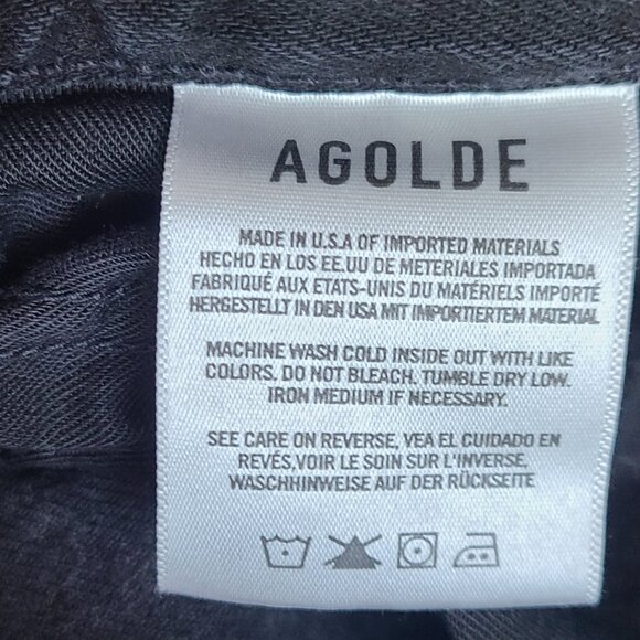 NEW AGOLDE CRISS CROSS STRAIGHT JEANS DESTROYED FEVERISH BLACK RIGID DENIM sz 25 - Picture 7 of 9